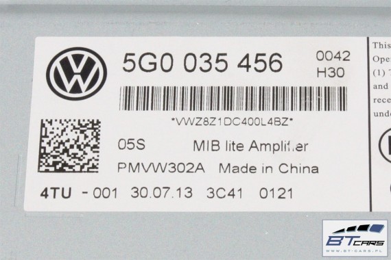 VW GOLF 7 SPORTSVAN GŁOŚNIKI + WZMACNIACZ DYNAUDIO 5G0035456 1K8035453 3G0035415A 1K8035411B 5G0035591 głośnik nagłośnienie