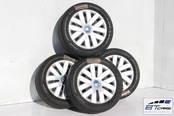 VW POLO FELGI STALOWE 15 OPONY LETNIE KOŁA felga 6R0601027D 6J*15H2 ET38 opona LATO Dunlop SP Sport 01 A 195/55/15 85H 6R, 6C