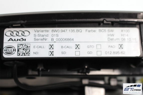 AUDI A4 A5 8W F5 LAMPKA PODSUFITKI 8W0947135BQ 8W0 947 135 BQ  BC5 - szary tytanowy 4K0947135B 4K0947135AE 8W0947135BQ 8W0947135