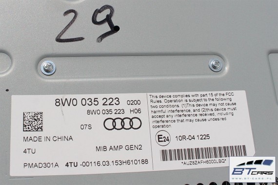 AUDI A4 GŁOŚNIKI + WZMACNIACZ BANG & OLUFSEN 8W 8W0035223 8W0035416D 8W0035303 8W5035399A 8W0035399A 8W5035411A 8W5035297 B9