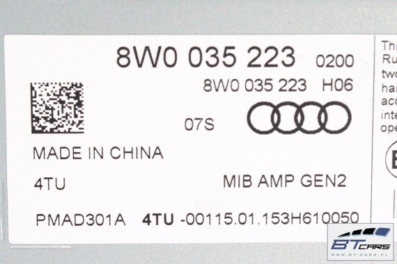 AUDI A4 GŁOŚNIKI + WZMACNIACZ  8W0035223 BANG & OLUFSEN 8W głośnik nagłośnienie 8W0035303 8W5035399A 8W5035411A 8W5035297