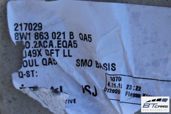 AUDI A4 A5 DYWAN WYKŁADZINA PODŁOGI 8W1863021B 8W1863021C 8W1 863 021 C  tapicerka 8W F5 USA 'QA5' - czarny 8W1863021B 8W1863021