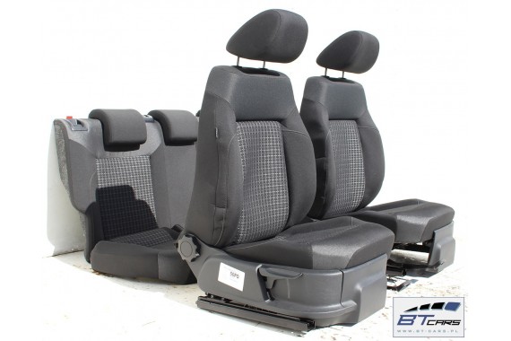 VW POLO FOTELE KOMPLET FOTELI siedzeń siedzenia tapicerka 6C 6C4 6C0 5-drzwiowy welur w kolorze czarno-szarym