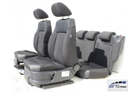 VW POLO FOTELE KOMPLET FOTELI siedzeń siedzenia tapicerka 6C 6C4 6C0 5-drzwiowy welur w kolorze czarno-szarym