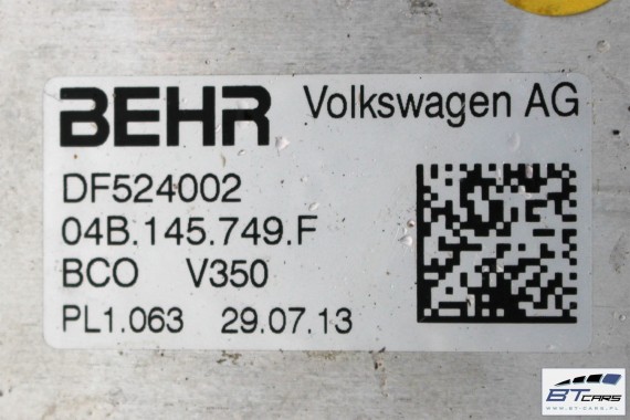 AUDI VW SKODA SEAT CHŁODNICA INTERKULER 04B145749F 04B 145 749 04B145749K 04B145749K 04B145749K 04B145749 silniki diesel 1.4 TDi