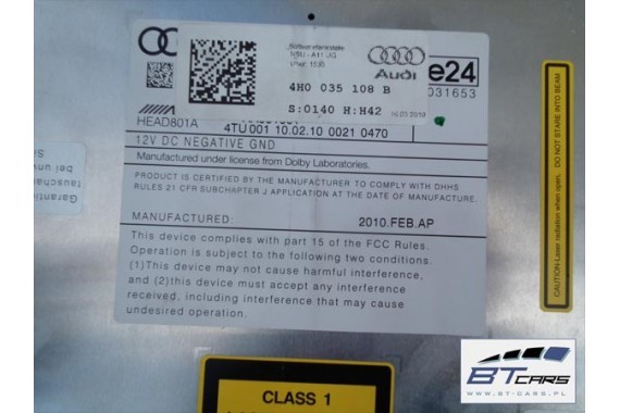 AUDI A8 LONG KOMPLET TV + CZYTNIK + ZMIENIARKA 4H0 4H0919709 4H1919600 4H0035541 4G0919129 4H0035108 4H0035776 4H0035770 4H D4