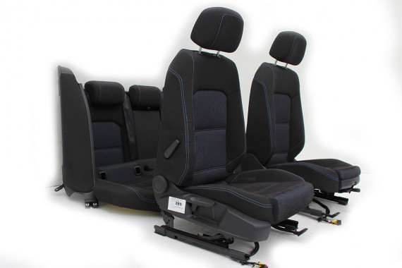 VW PASSAT B8 KOMBI FOTELE KOMPLET FOTELI siedzeń siedzenia tapicerka avant  welur kolor czarno - niebieski 3G 3G9