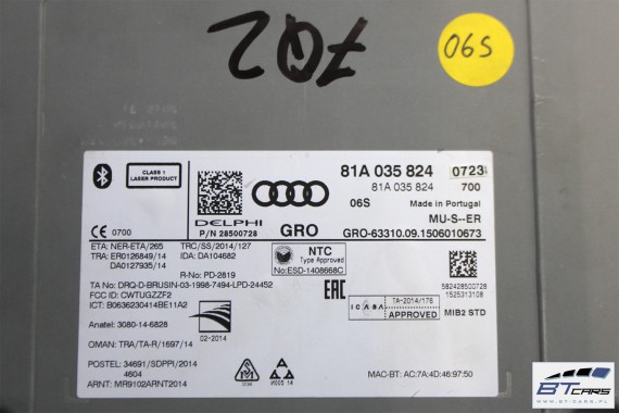 AUDI Q2 ZESTAW MMI MIB2 CZYTNIK SD + MONITOR PANEL 81A035824 81A919604 81C919614 81A 035 824 81A 919 604 81C 919 614