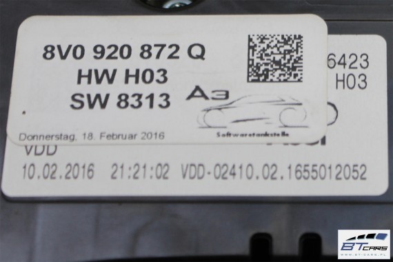 AUDI A3 FL Q2 ZEGARY LICZNIKI BENZYNA 8V0920872Q 8V0 920 872 Q zegar licznik LIFT 8V0920872Q FACELIFT 8V 81A 8V0920872Q