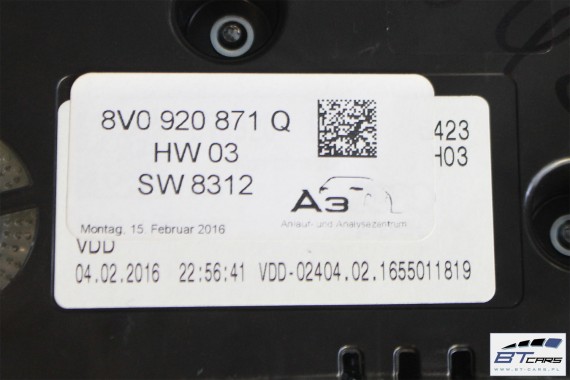 AUDI A3 Q2 ZEGARY LICZNIKI BENZYNA 8V0920871Q 8V0 920 871 Q zegar licznik benzynowy