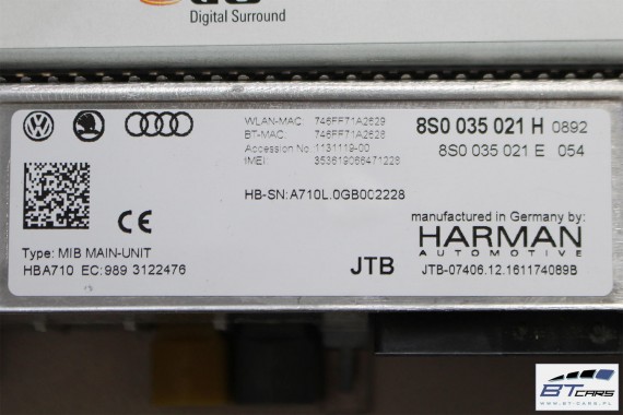 AUDI TT ZESTAW MMI MIB2 CZYTNIK + PANEL 8S0919614J 8S0035021H gałka touchpad sd sim 8S0035021E 8S0035021F 8S0035021L 8S0035021H