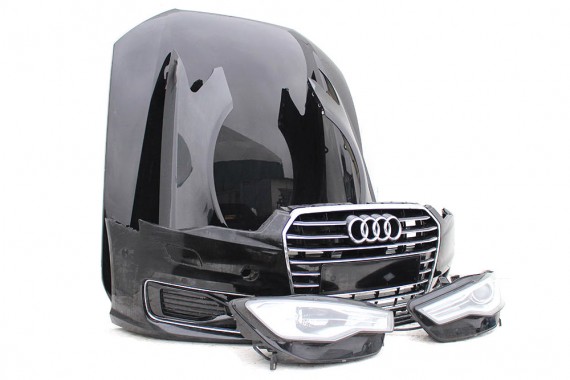 AUDI A6 4G LIFT PRZÓD maska błotniki zderzak pas przedni lampy wzmocnienie Led 4G 2015- LY9B czarny  4G0941005F 4G0941006F C7 FL