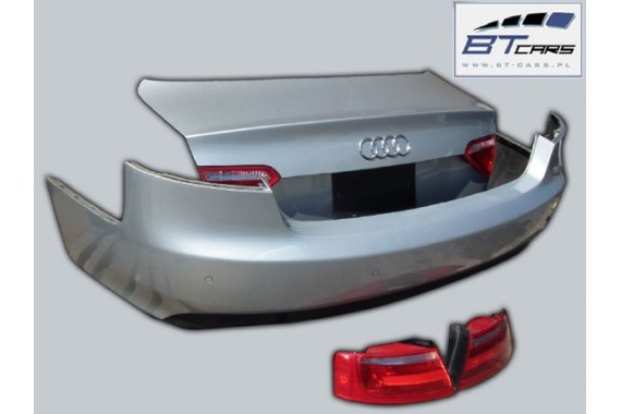 AUDI A5 TYŁ ZDERZAK tylny + KLAPA BAGAŻNIKA + LAMPY lampa pod PDC 8T Kolor: LX7W - lodowo srebrny KOMPLETNY