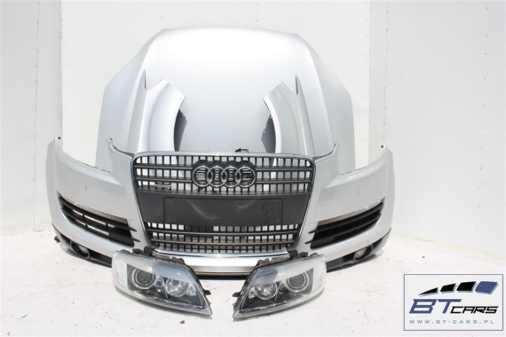 AUDI Q7 4L PRZÓD maska błotniki zderzak pas przedni lampy wzmocnienie błotnik lampa xenon  Kolor: LX7W Lodowo srebrny KOMPLETNY