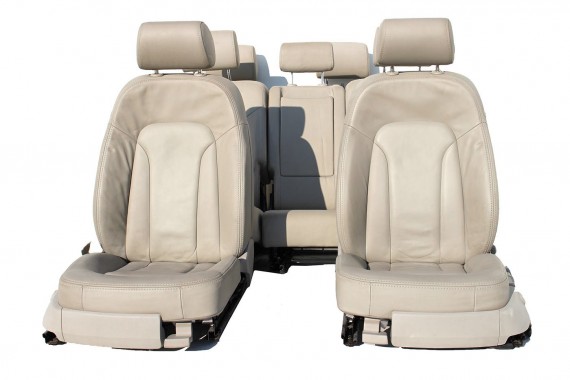 AUDI Q7 4L FOTELE KOMPLET FOTELI siedzeń siedzenia fotel tapicerka  wersja 7-osobowa skóra kolor szary beżowy 4L
