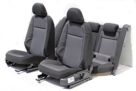 VW PASSAT B8 KOMBI FOTELE KOMPLET FOTELI siedzeń siedzenia tapicerka avant welur kolor czarno - niebieski 3G 3G9