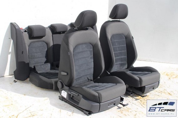 VW GOLF 7 VII FOTELE KOMPLET FOTELI siedzeń siedzenia fotel tapicerka 5G 5G4 welur + alcantara kolor czarno - szary 5G0