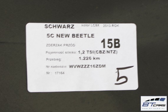 VW THE BEETLE KOMPLETNY PRZÓD maska błotniki zderzak pas przedni lampy wzmocnienie błotnik lampa 5C Kolor LC9X deep black czarny