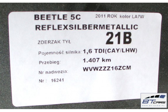 VW THE BEETLE TYŁ ZDERZAK tylny + KLAPA BAGAŻNIKA LA7W + LAMPY lampa błotniki błotnik 5C 2012- Kolor srebrny 5C0 KOMPLETNY 8e8e