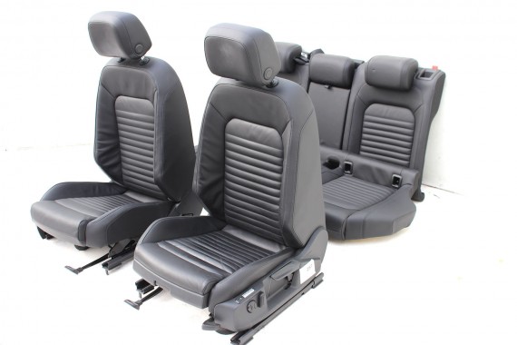 VW PASSAT B8 KOMBI FOTELE KOMPLET FOTELI siedzeń siedzenia tapicerka + boczek boczki drzwi  skóra kolor czarny 3G 3G9