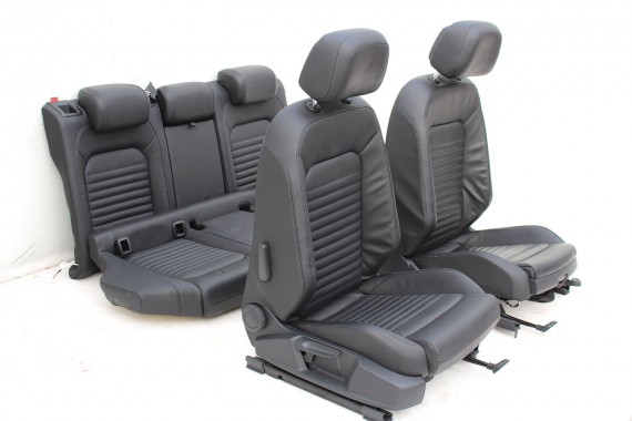 VW PASSAT B8 KOMBI FOTELE KOMPLET FOTELI siedzeń siedzenia tapicerka + boczek boczki drzwi  skóra kolor czarny 3G 3G9