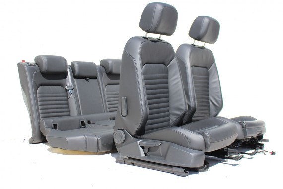 VW PASSAT B8 KOMBI FOTELE KOMPLET FOTELI siedzeń siedzenia tapicerka + boczek boczki drzwi  skóra kolor czarny 3G 3G9