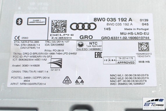 AUDI CZYTNIK SD SIM NAVI 8W0035192A 8W0 035 192 A MULTIMEDIA MIB HIGH 8W0035192A 8W0035192A 8W0035192A 8W0035192A 8W0035192