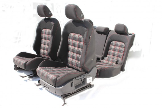 VW GOLF VII 7 FL GTi FOTELE KOMPLET FOTELI siedzeń siedzenia tapicerka 5G welur czarny szary czerwony 5 drzwi LIFT 5G4 5G0 USA