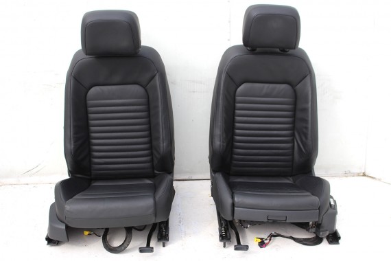 VW PASSAT B8 KOMBI FOTELE KOMPLET FOTELI siedzeń siedzenia tapicerka + boczek boczki drzwi  skóra kolor czarny 3G 3G9