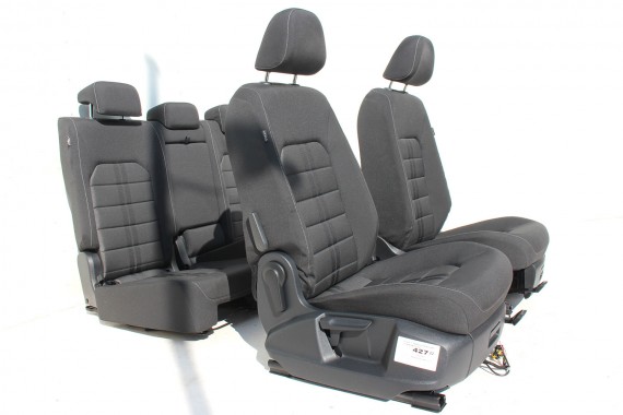 VW SPORTSVAN FOTELE KOMPLET FOTELI siedzenia siedzeń fotel tapicerka welur kolor czarno - szary 510 GOLF 7 VII