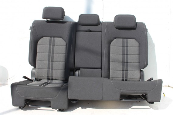 VW SPORTSVAN FOTELE KOMPLET FOTELI siedzenia siedzeń fotel tapicerka welur kolor czarno - szary 510 GOLF 7 VII