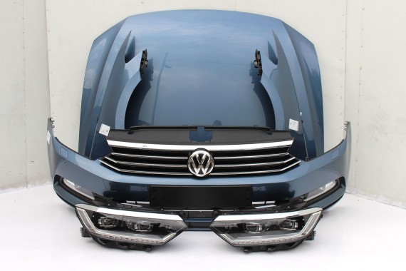 VW PASSAT B8 PRZÓD maska błotniki zderzak pas przedni lampy wzmocnienie błotnik lampa FULL LED LB5J niebieski 3G 3G1941081C