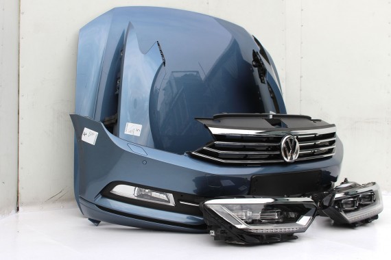 VW PASSAT B8 PRZÓD maska błotniki zderzak pas przedni lampy wzmocnienie błotnik lampa FULL LED LB5J niebieski 3G 3G1941081C