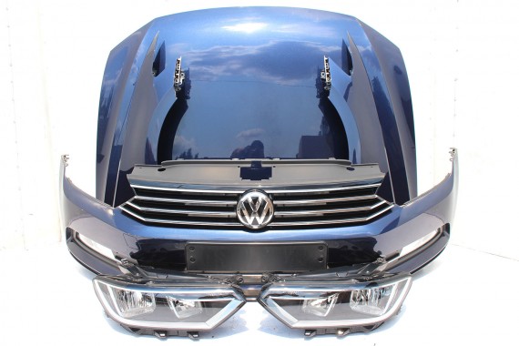 VW PASSAT B8 KOMPLETNY PRZÓD maska błotniki zderzak pas przedni lampy wzmocnienie błotnik lampa Kolor LH5X Kolor niebieski 3G