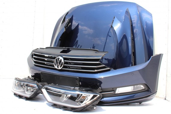 VW PASSAT B8 KOMPLETNY PRZÓD maska błotniki zderzak pas przedni lampy wzmocnienie błotnik lampa Kolor LH5X Kolor niebieski 3G