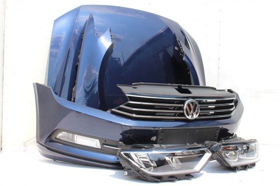 VW PASSAT B8 KOMPLETNY PRZÓD maska błotniki zderzak pas przedni lampy wzmocnienie błotnik lampa Kolor LH5X Kolor niebieski 3G