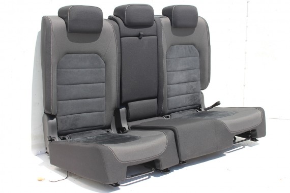 VW SPORTSVAN FOTELE KOMPLET FOTELI siedzenia siedzeń fotel tapicerka welur + alcantara kolor czarno-szary 510  GOLF 7 VII