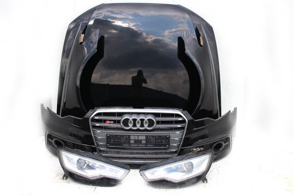 AUDI A6 S6 S-LINE PRZÓD maska błotniki zderzak pas przedni lampy wzmocnienie błotnik lampa LED Kolor : LY9B czarny  4G