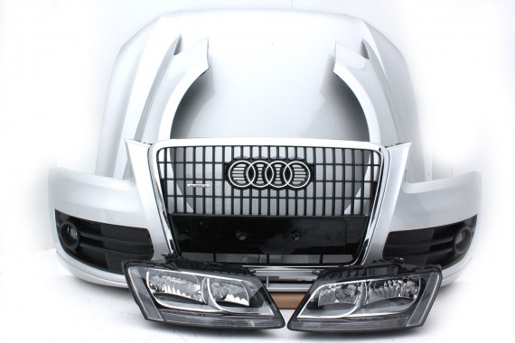 AUDI Q5 KOMPLETNY PRZÓD maska błotniki zderzak pas przedni lampy wzmocnienie błotnik lampa 8R Kolor srebrny 8R0823029 8R0821105