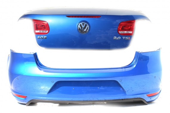 VW EOS FL LIFT TYŁ ZDERZAK TYLNY + KLAPA BAGAŻNIKA LR5Z Kolor: LR5Z - niebieski (rising blue metallic) GP