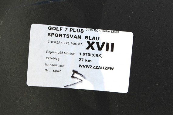 VW SPORTSVAN TYŁ LH5X ZDERZAK tylny KLAPA BAGAŻNIKA + LAMPY lampa 510 Kolor LH5X niebieski