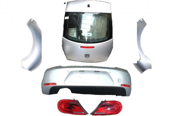 VW THE BEETLE TYŁ ZDERZAK tylny + KLAPA BAGAŻNIKA LA7W + LAMPY lampa błotniki błotnik 5C 2012- Kolor srebrny 5C0 KOMPLETNY 8e8e