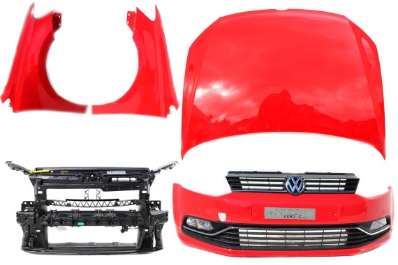 VW POLO PRZÓD 6C LIFT LP3G maska błotniki zderzak pas przedni wzmocnienie błotnik LP3G FL 2015-2017 Kolor: czerwień flash 6C0