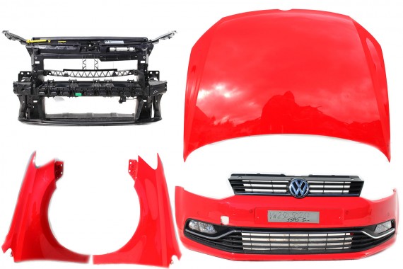 VW POLO PRZÓD 6C LIFT LP3G maska błotniki zderzak pas przedni wzmocnienie błotnik LP3G FL 2015-2017 Kolor: czerwień flash 6C0