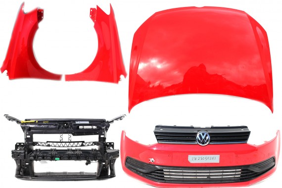 VW POLO PRZÓD maska błotniki zderzak pas przedni błotnik LP3G 6C LIFT FL 2015-2017 Kolor: LP3G - czerwień flash wzmocnienie 6C0