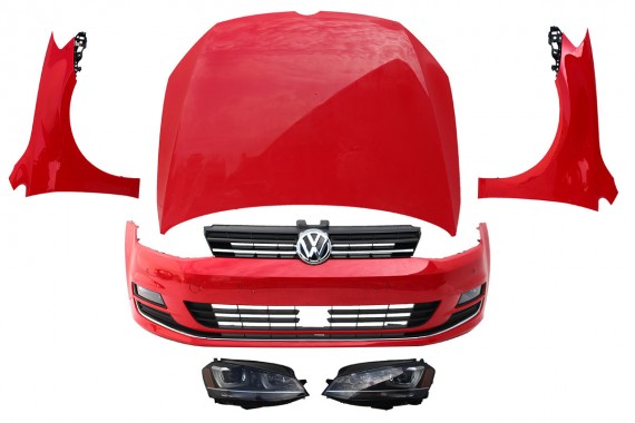 VW GOLF 7 VII PRZÓD maska błotniki zderzak pas przedni lampy wzmocnienie błotnik lampa Kolor LY3D czerwony 5G Highline KOMPLETNY