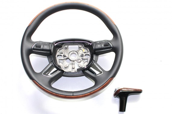 AUDI A8 KIEROWNICA + GAŁKA BIEGÓW 4H0419091AD 4H D4 4H0419091N 4H1713139 gałka zmiany biegów drewno FIN - czarny 4H0419091AD