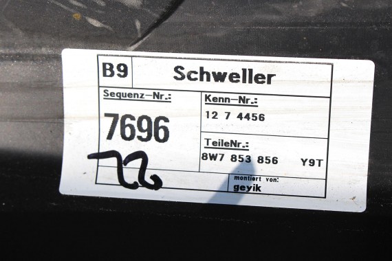 AUDI A5 CABRIO 8W LY9T LISTWA PROGOWA 8W7853855 8W7853856 8W7 853 855 LY9T - czarny f5 zewnętrzna  8W7853855 8W7853856 8W7853855