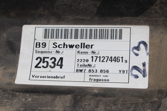 AUDI A5 CABRIO 8W LY9T LISTWA PROGOWA 8W7853855 8W7853856 8W7 853 855 LY9T - czarny f5 zewnętrzna 8W7853855 8W7853856 8W7853855