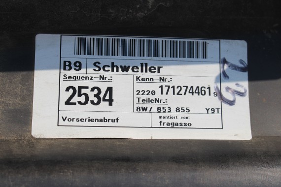 AUDI A5 CABRIO 8W LY9T LISTWA PROGOWA 8W7853855 8W7853856 8W7 853 855 LY9T - czarny f5 zewnętrzna 8W7853855 8W7853856 8W7853855